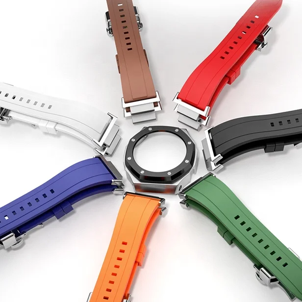 GA2100 mod watchstrap environment/skin-friendly 22mm Tpu rubber strap with stainless steel butterfly clasp buckle rubber strap