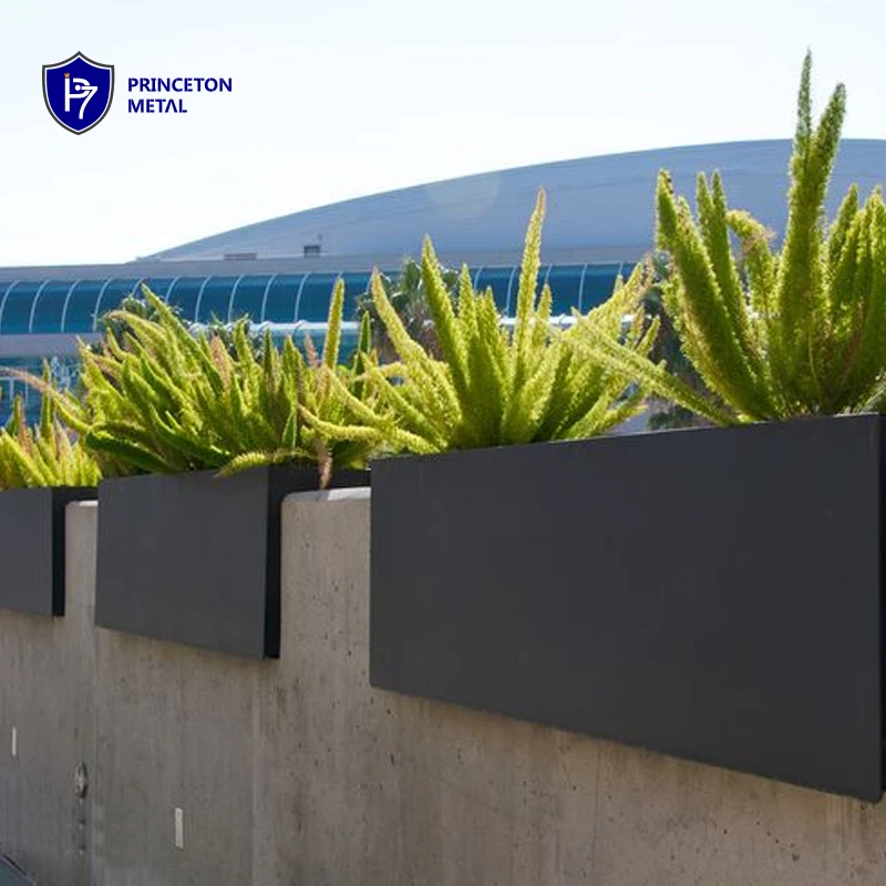 Outdoor decoration customized DIY Large Rectangular Garden Flower Pot concrete block wall Aluminium Planter