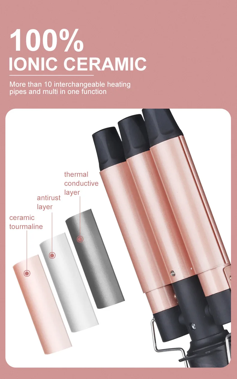 multifunction hair Styler 5 In 1 Clip Anti-Scalding Hair Curling Iron Professional LCD Display Hair Curler Set