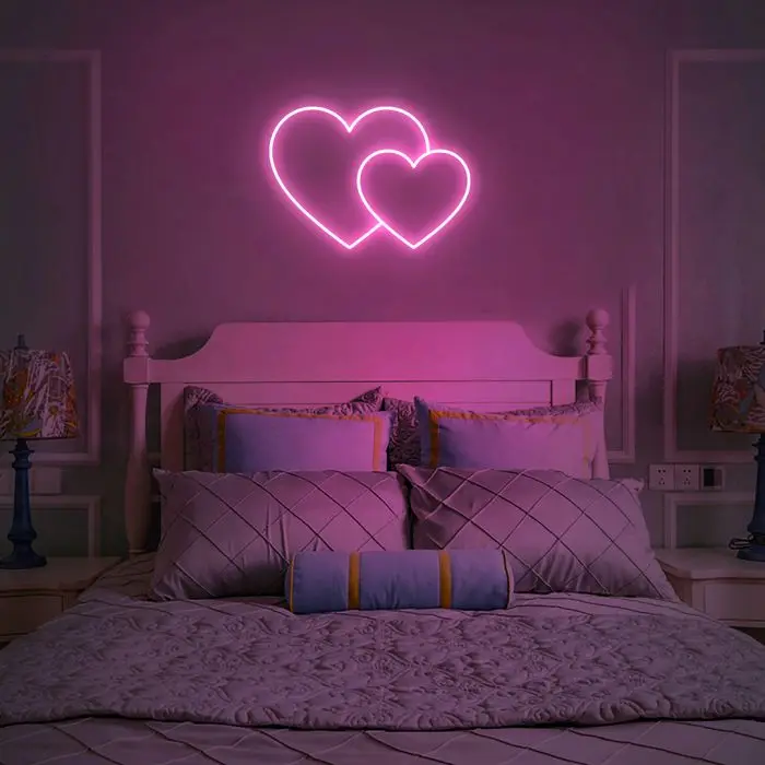 Led Neon Light Sign Heart Shape Neon Sign Wall Hanging Art For Bar Bedroom Living Room Party Home Decor Night Light