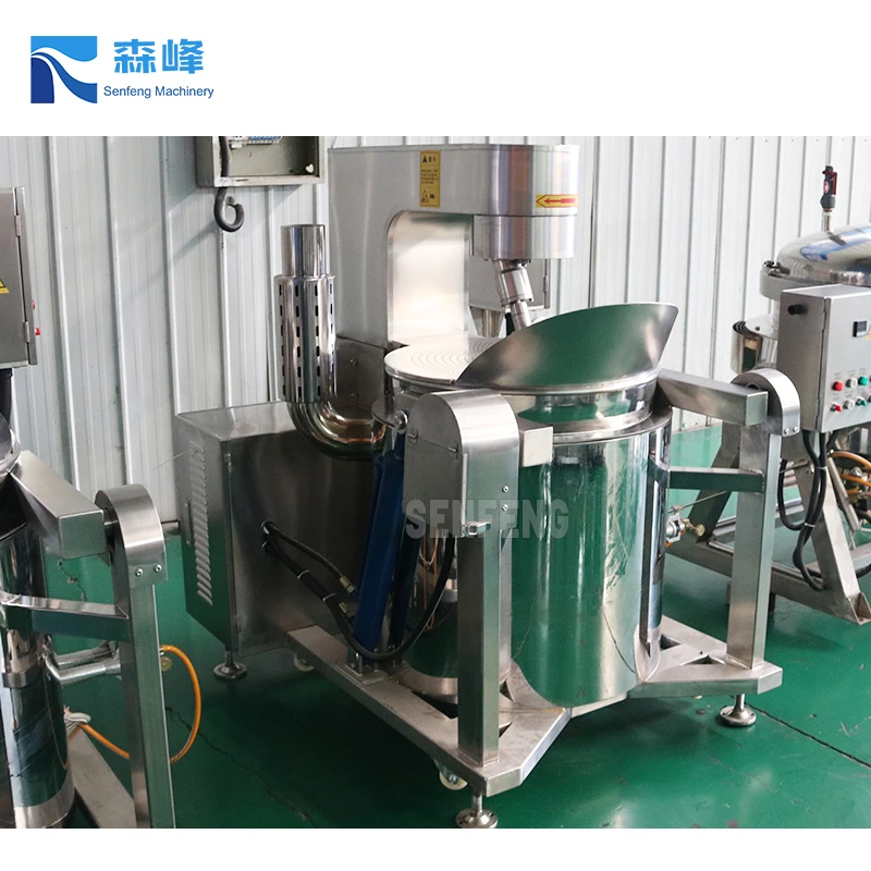Factory supply industrial automatic gas heating stirring wok for candy cooking fire mixer for sale