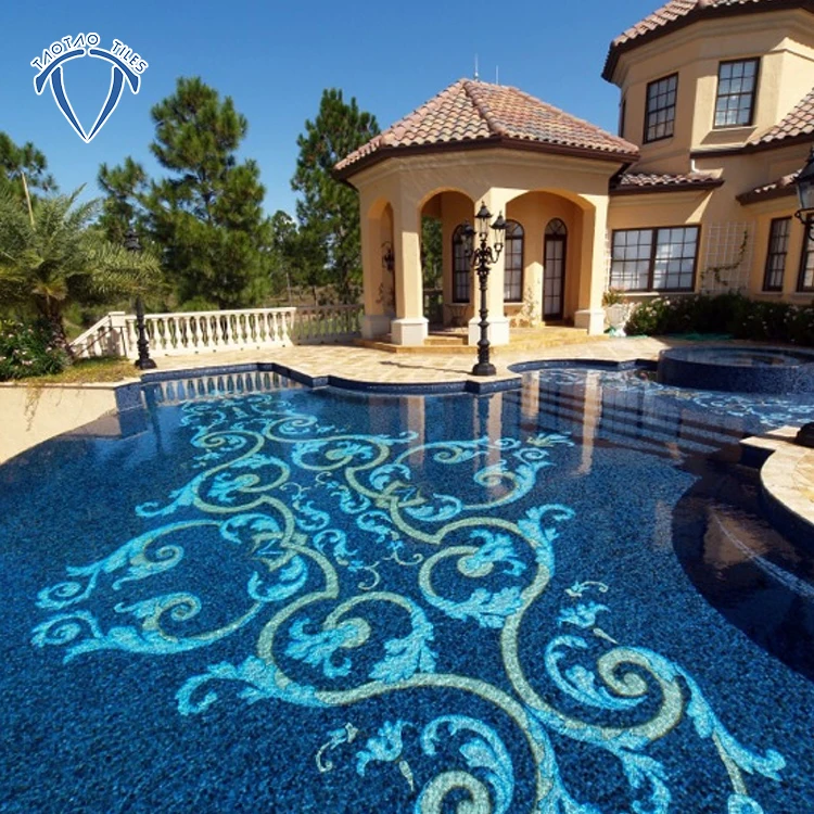 Non-slip glazed blue swimming ceramic pool tile