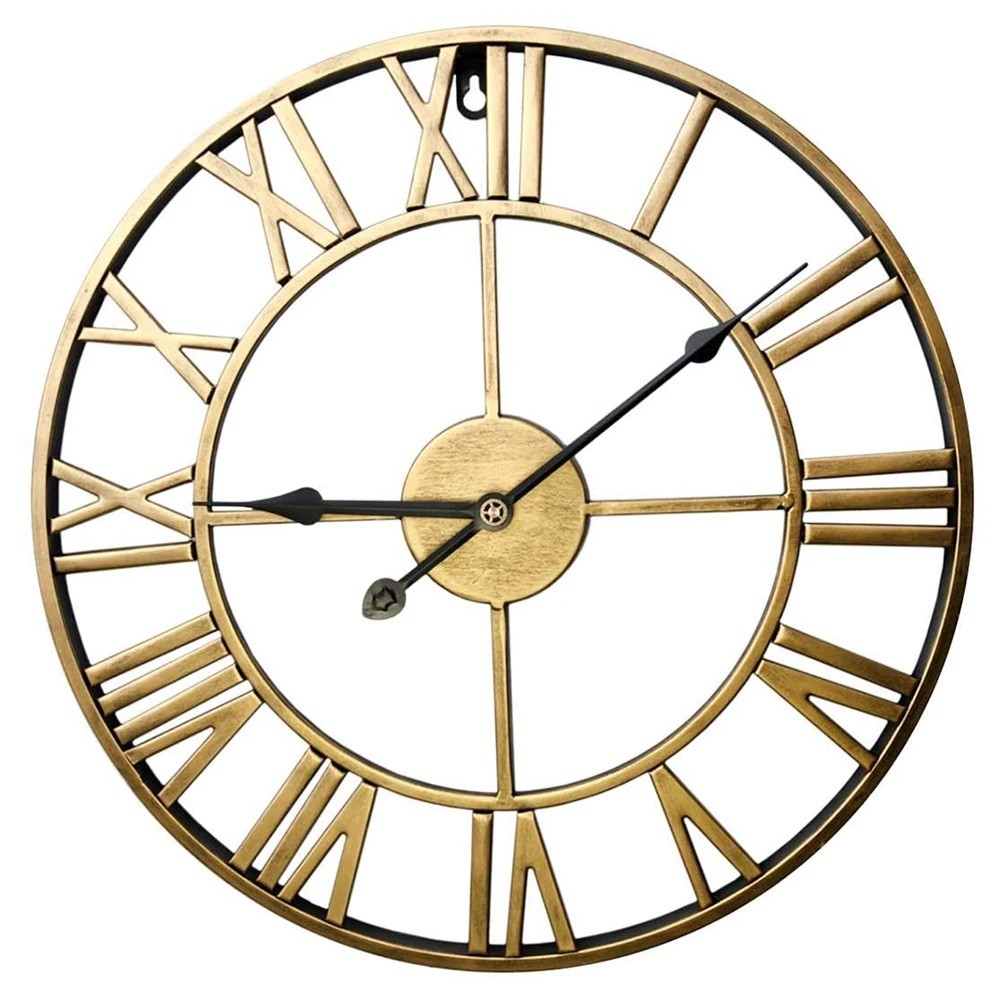 
Silent Movement Battery Operated Indoor Decor Vintage Large Metal Wall Hanging Clock 