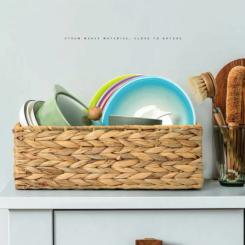 Natural seaweed woven potted rattan plant cover pot can be folded kitchen storage basket indoor and outdoor