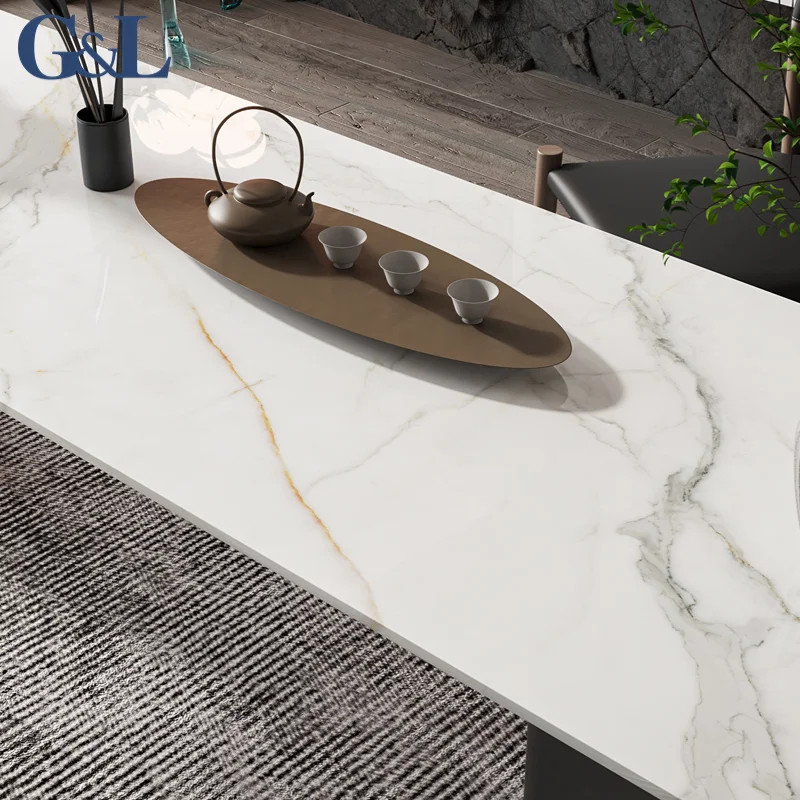 1600x3200x12mm Thickness Libis White Gold Porcelain Slab Structured Surface Through Body Sintered Stone for Island Counter Top