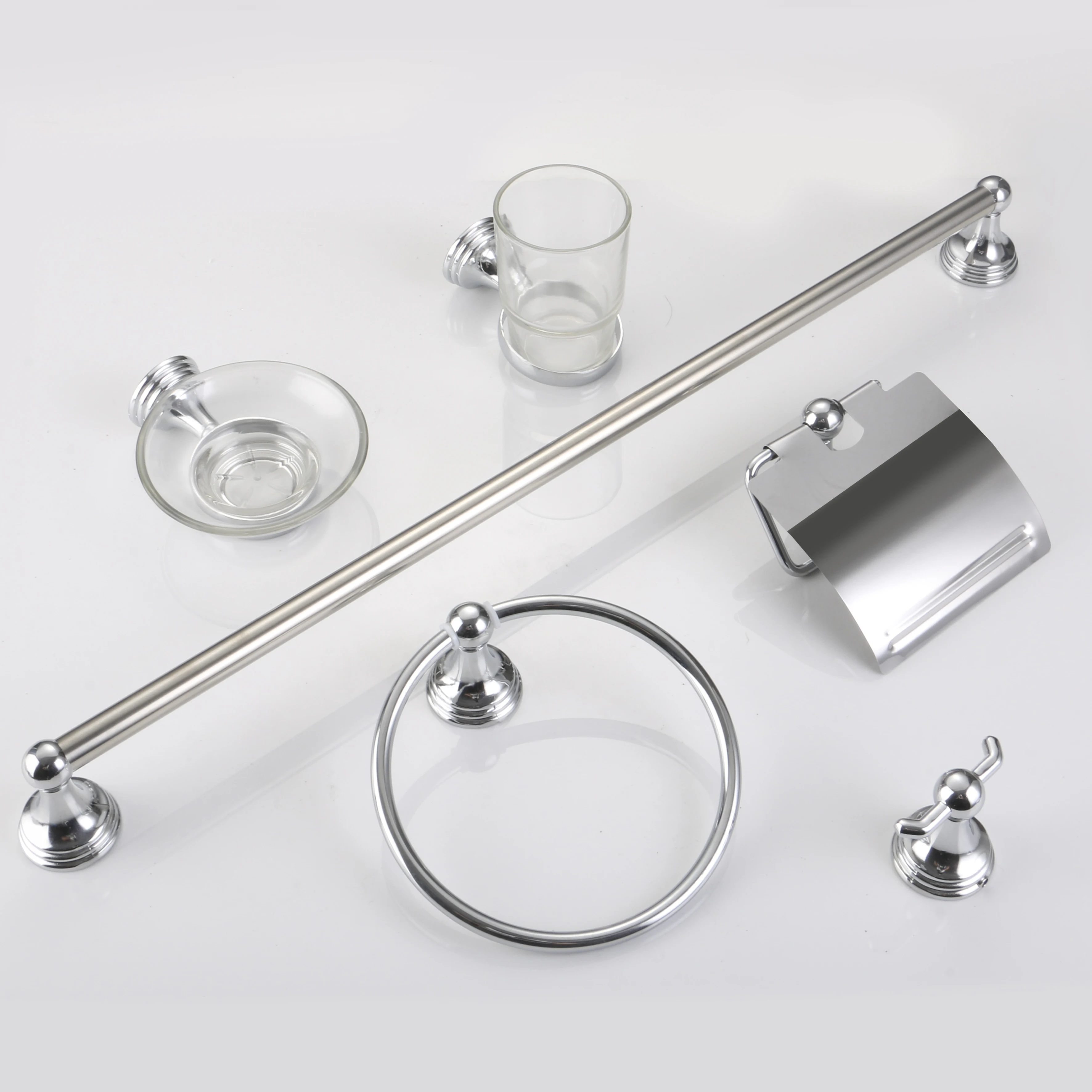 zinc alloy chrome 6 pcs bathroom accessories set robe hook bathroom accessories sanitary ware bathroom set