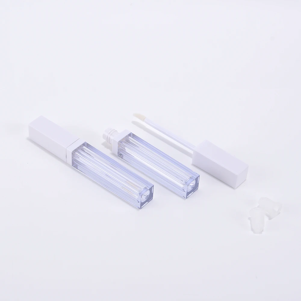 2021 hot sale clear custom matte black white gold top empty liquid lipstick lipgloss tube container 4ml square lip gloss tube