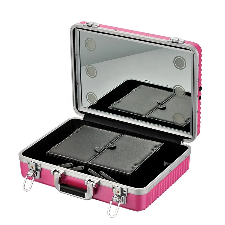 
2020 New Style 3 grades Color Lights Professional Makeup Train Case Box with Mirror 