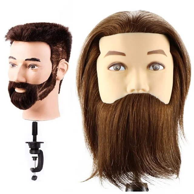 Male Mannequin Head With 100% Human Hair Practice Hairdresser Cosmetology Training Doll Head for Hair Styling