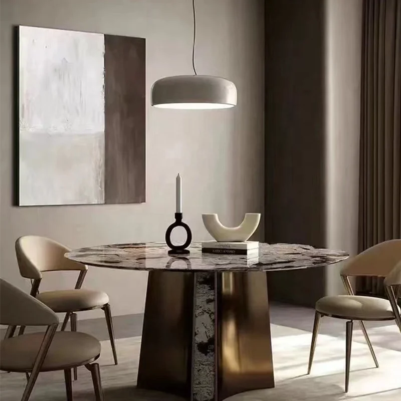 Royal Design Marble Top 150 cm Round Dining Table Sets Rotating Table Restaurant 6 Chairs For Dining Room