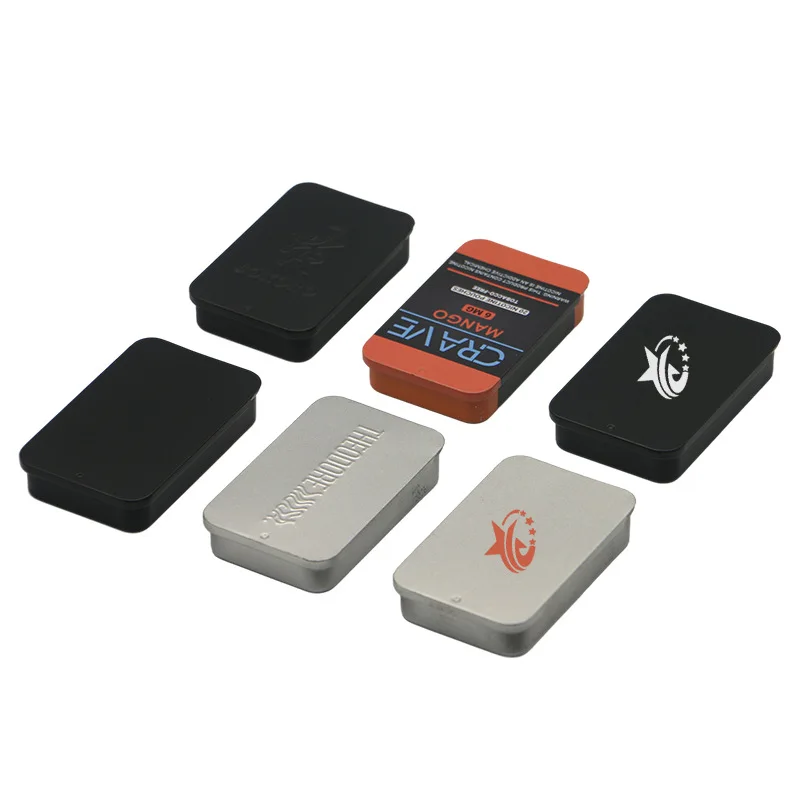 custom High quality square sliding metal boxes for sweets pill candy mint packaging empty small tin box