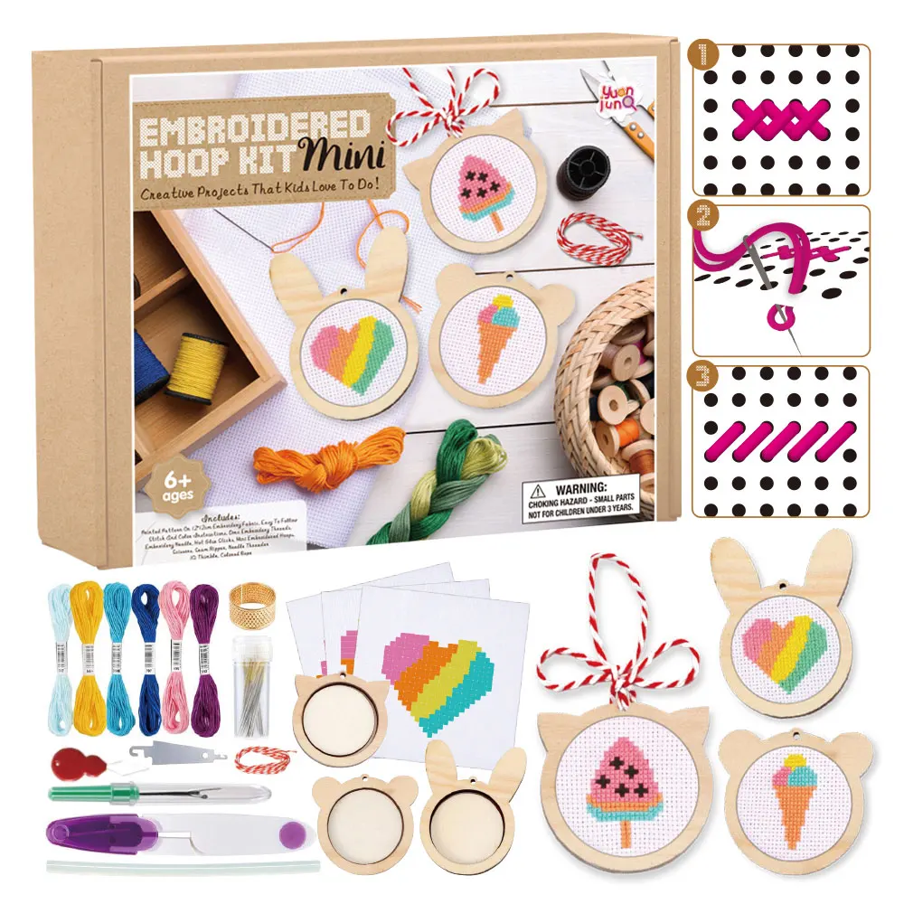 Mini Embroidery Starter Kit With Patterns And Instructions Cross Stitch Set For Beginners DIY Adult Kids