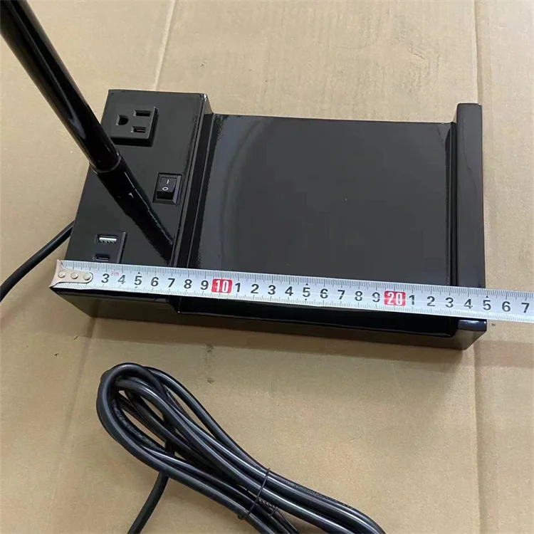 Homewood Suites Gloss Black Hotel Single Desk Light Table Lamp with USB Port and Power Outlet