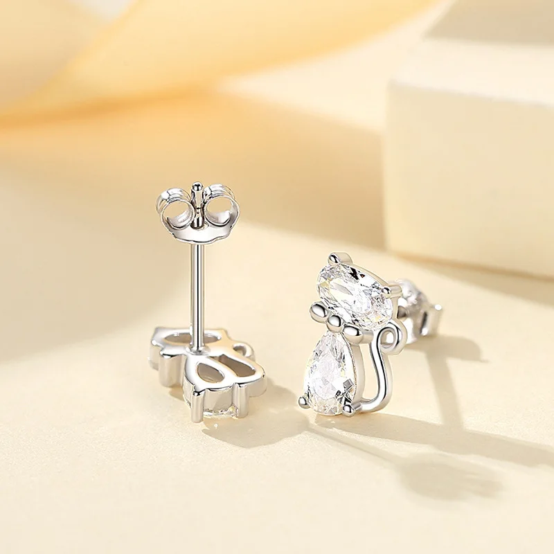 Hot Selling Fashion Jewelry High Quality 925 Sterling Silver Cat Earring For Children