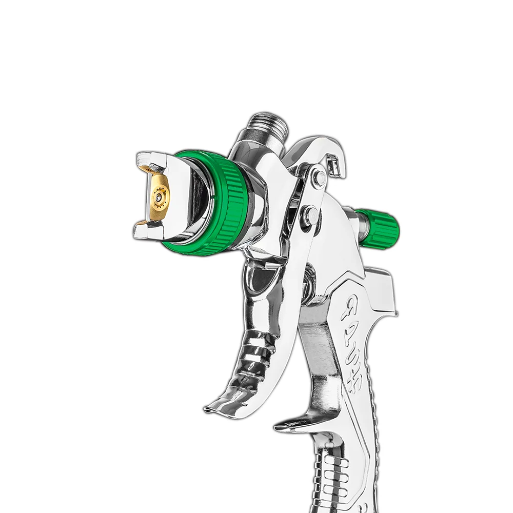 Professional Auto Body Paint Spray Gun Kit - HVLP Gravity Feed with 1.4mm/1.7mm/2.0mm Nozzle, Green Finish for Car Repair.