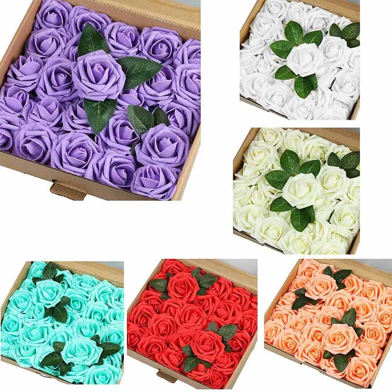 
8*21cm Artificial Rose Flowers 9 colors with Stem DIY Wedding Bouquet Wedding Party Home Decor Roses Flower 