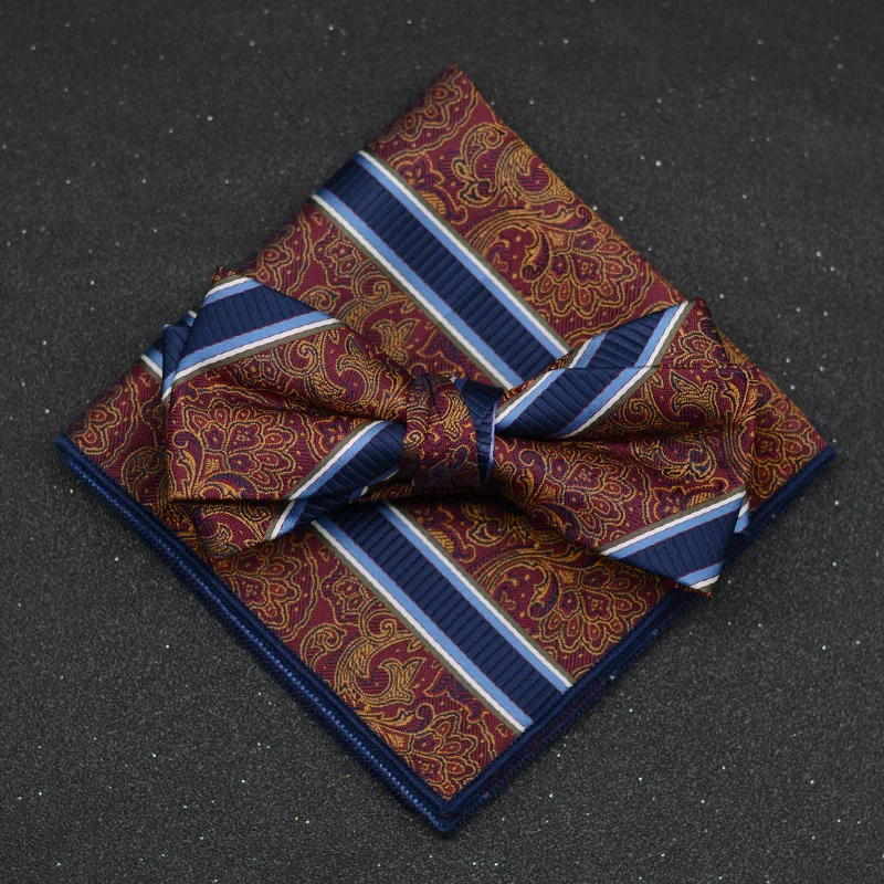 Wholesale Fashion Mens Bow Tie Classics Adjustable Bow Ties For Man High Quality Polyester Tie with Embroidered Pattern