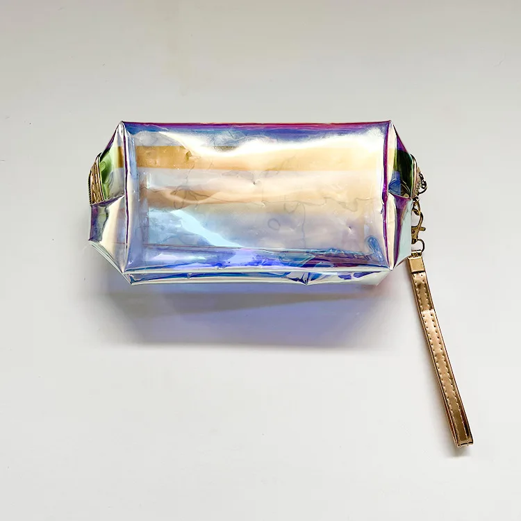 Wholesale Custom Laser PU Cosmetic Bag Clear Zipper Travel Cosmetic Case Tpu Bag