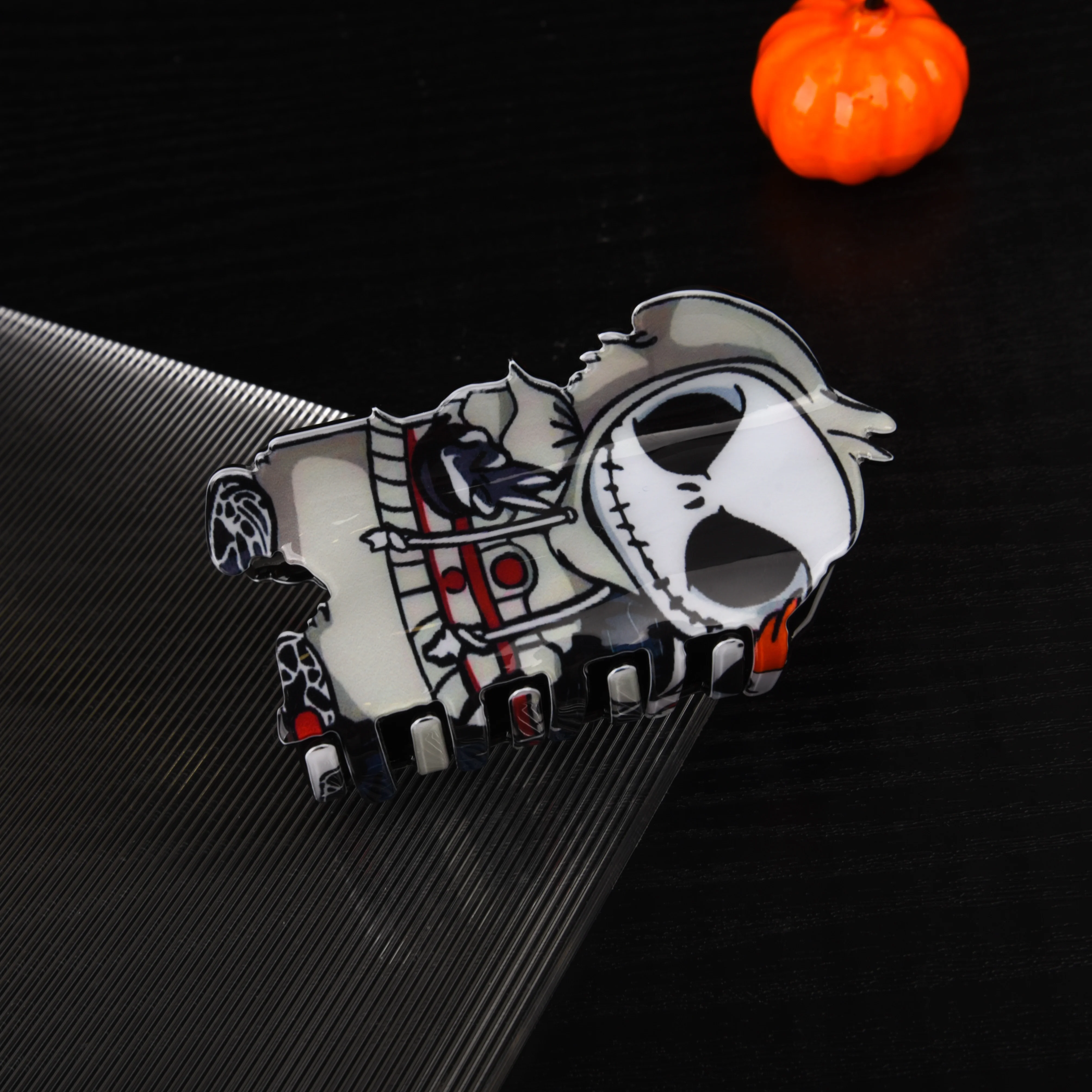 YJL Halloween Ghost Face Characters Print Halloween Cool Design Girls Clip Festival Hair Claws PVC Hair Claw Clips