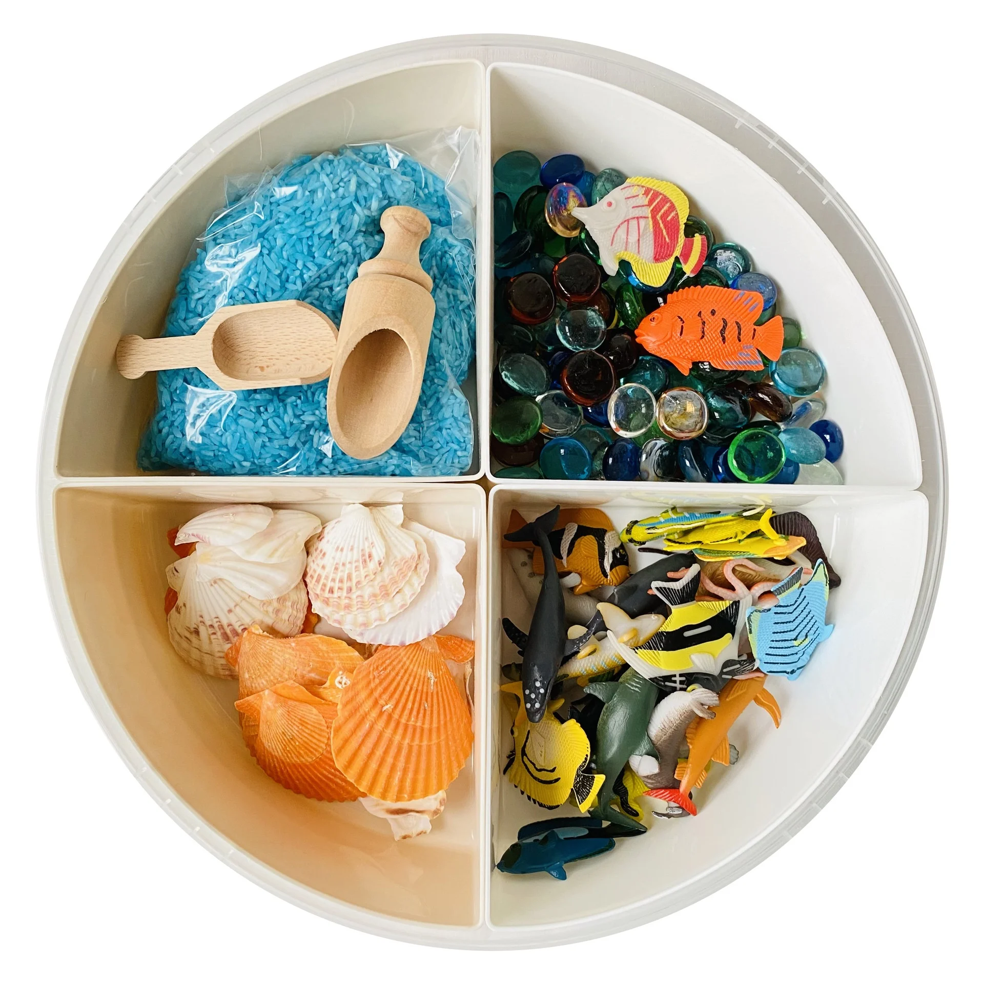 Bin with Lid and Removable Storage Inserts Sensory Activities for Toddlers 12.2 Inch Portable Play Tray Box  Toys Children