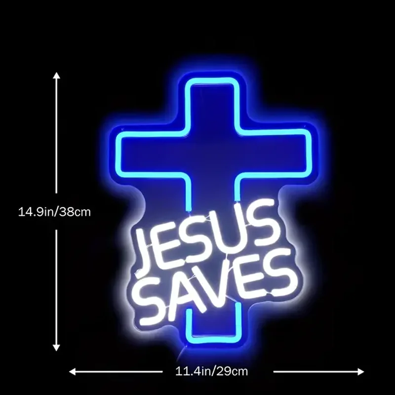 1 cross neon light emblem  adjustable neon light emblem  used for wall decoration  USB powered blue neon light