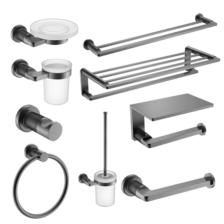 Gun metal bathroom hardware set towel rack toilet paper roll holder