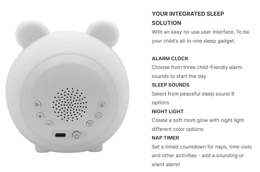 Hot Sales Kids Alarm Clock Ok to Wake Clock with Sun Star Sound Machine Night Lights Sleep Training Clock for Toddlers Children