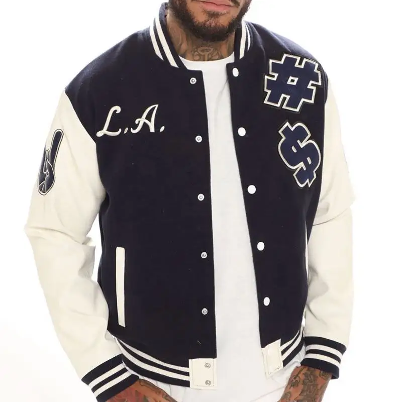 Wholesale new fashion varsity jackets for men 2024 baseball letterman bomber jacket with logo spring lettermen jacket for man