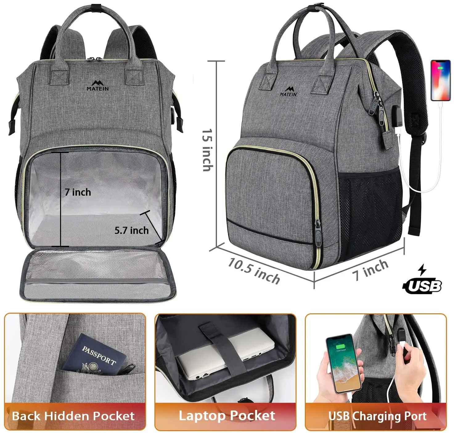 most durable anti theft travel backpack with lunch box and 15.6 inch laptop compartment for women waterproof backpack for men