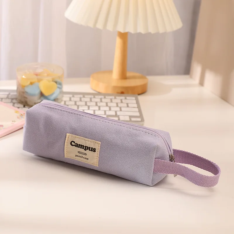 Cute portable candy colored pencil bag Student storage bag Creative fresh canvas stationery bag 5 styles