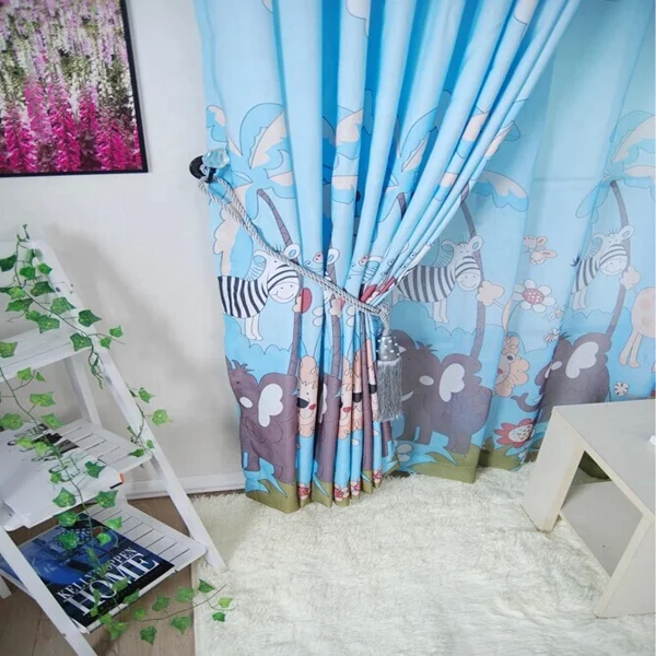 Newest Cartoon Design Printed Voile Fabric Curtain For Children Room Window 2022