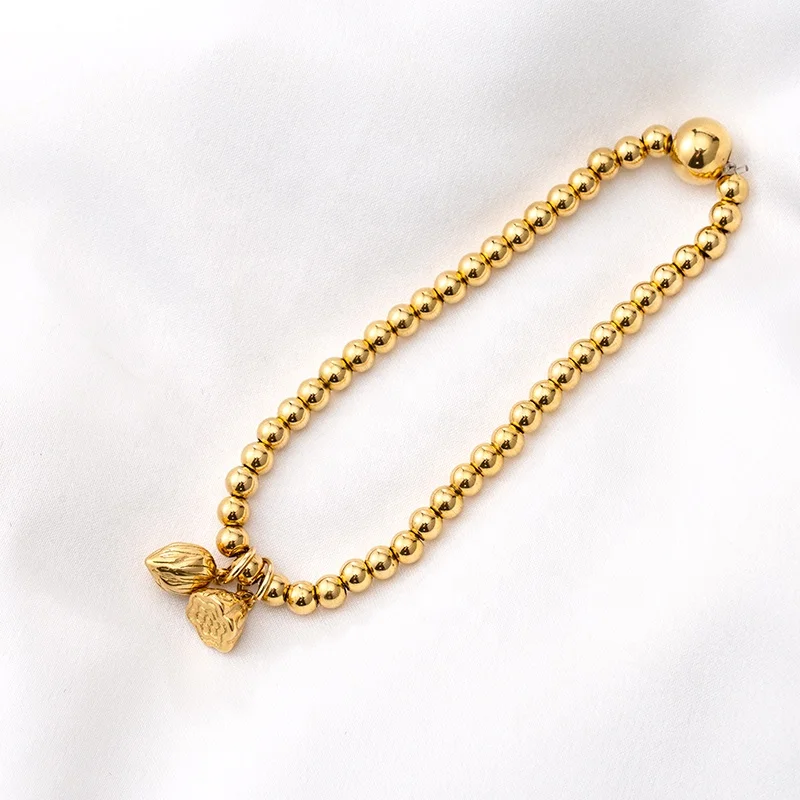 Southeast Asia Classic Fashion Trend Stainless Steel Plated 18 K Gold Beads Lotus Seed Bracelets For Sensitive Skin