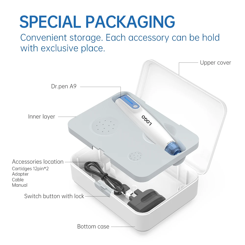 Ultima A9 lcd Derma Pen Machine Microneedle Derma Rolling System for home use