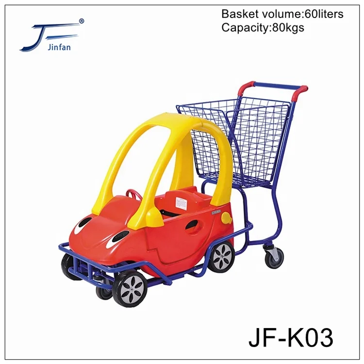 Supermarket Store Trolley Children Kids Shopping trolley High Quality and Durable Plastic Parts with flag