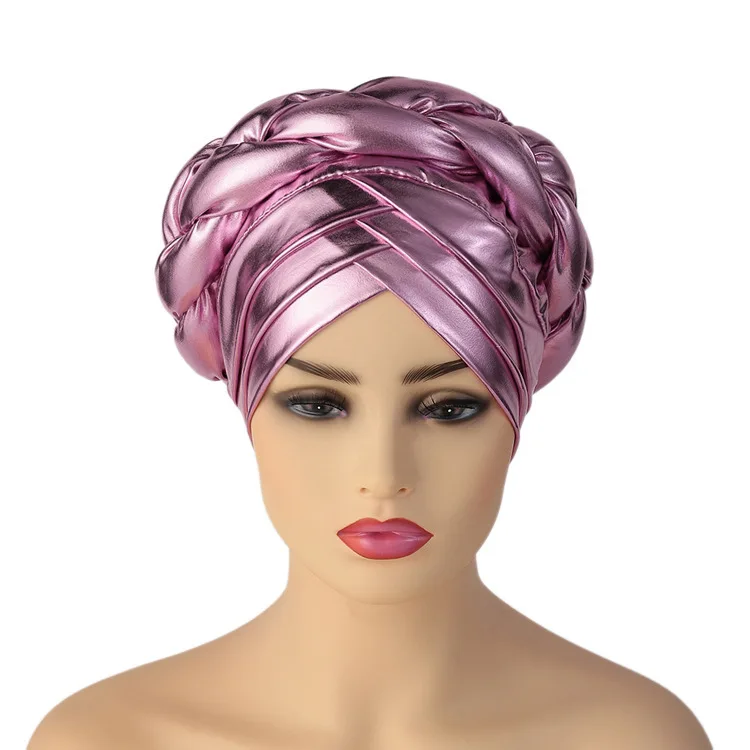 Polyester Headtie African Hat Head Wraps Turban Hijab  Wedding Aso Oke Headtie Muslim  Auto Gele Nigerian Hat Headwrap For Party