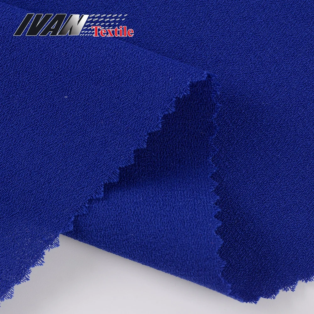 Italian fashion luxury 160D polyester tear resistant woven crepe plain dyed cardigan fabric for lady garment