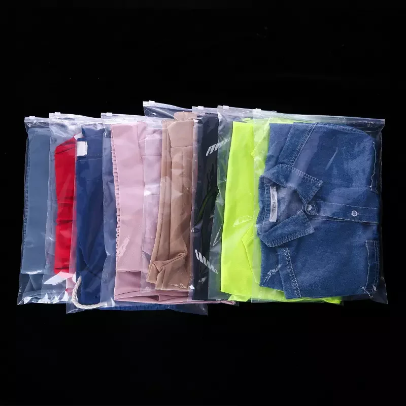 Wholesale reusable custom logo zipper plastic matte black zip lock bags for underwear clothing garment packaging bag