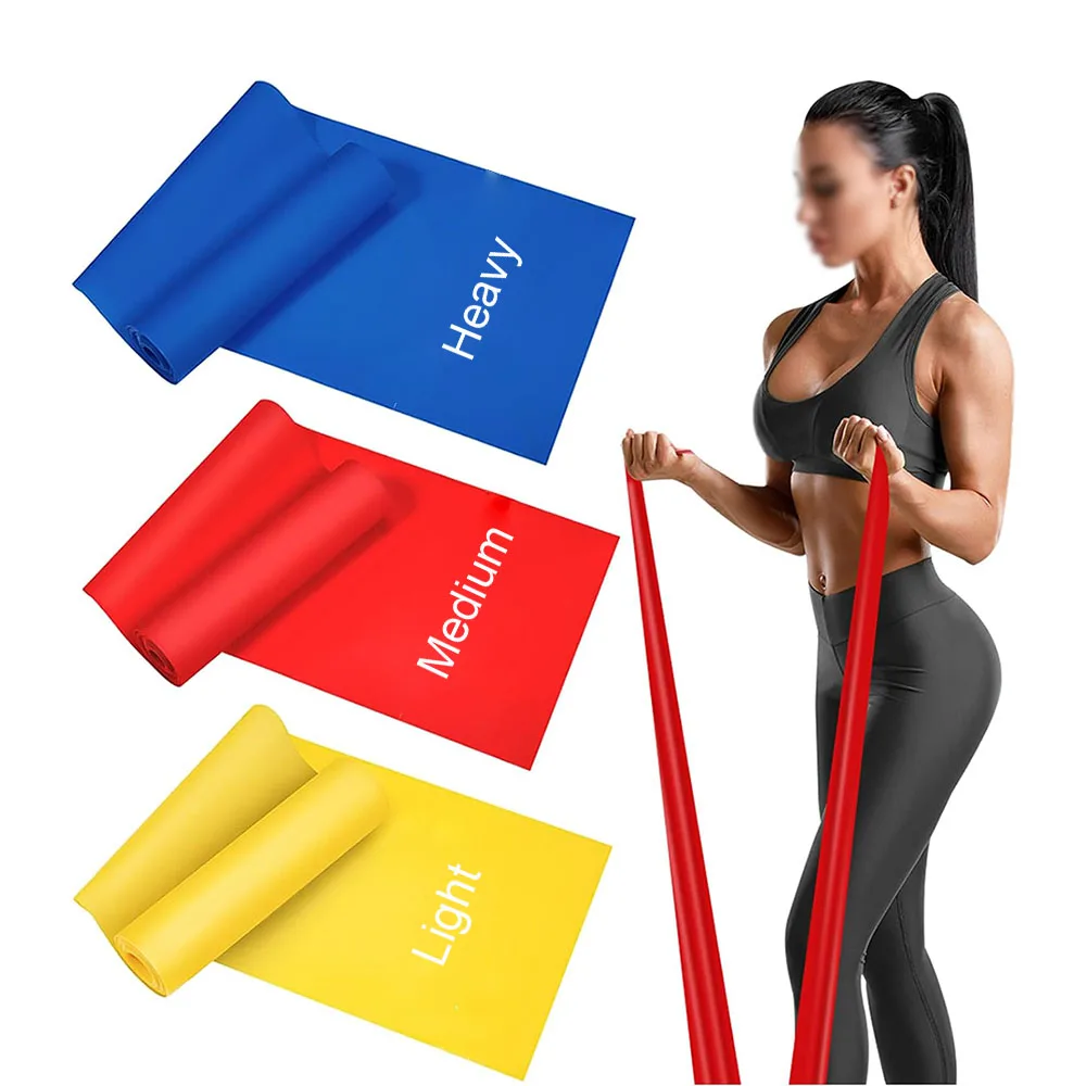 Amazon hot sale TPE Yoga stretching taped bands elastic flat resistance bands gym workout theraband for fitness physical therapy