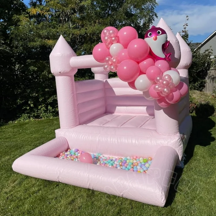 Mini jumping castle for kids Pink wedding bounce house with ball pit white inflatable jumper party toys