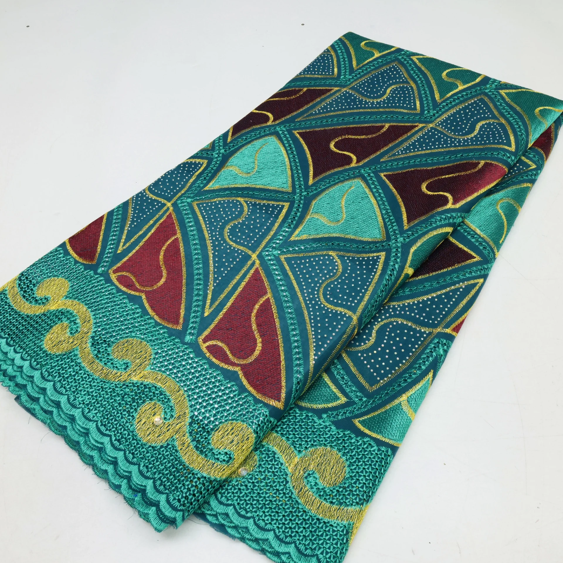 wholesale 10 colors polished cotton lace fabric French Swiss lace fabric embroidery lace fabric with rhinestone for women