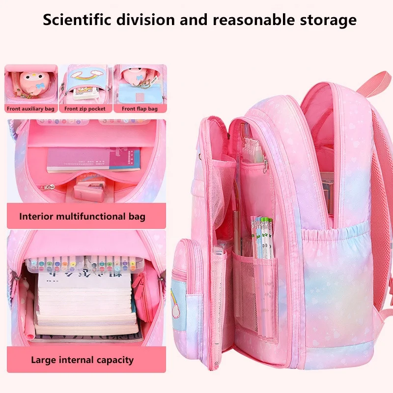 Amiqi MG-CHK01 2023New Design Wear-resistant School Bag Rainbow Pattern Backpack Custom Logo Student Backpack For Primary School