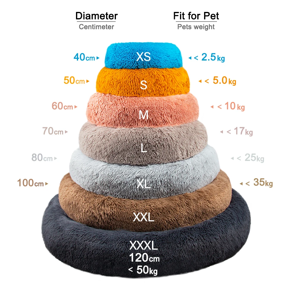 Soft Warm Faux Fur Donut Dog Bed Calming Plush Luxury Fluffy Pet Bed Round Washable with Custom Logo
