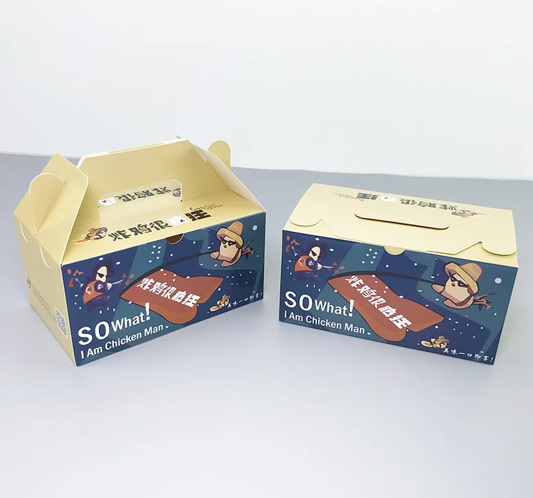 Customizable printing of disposable portable fried chicken box whole fried chicken paper box takeaway packaging box Recyclable