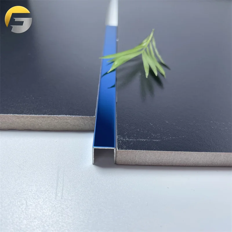 V 0256 Most Popular Wall Edges U Shape Sapphire Blue Tile Accessories Super Mirror Stainless Steel Tile Trim Strips