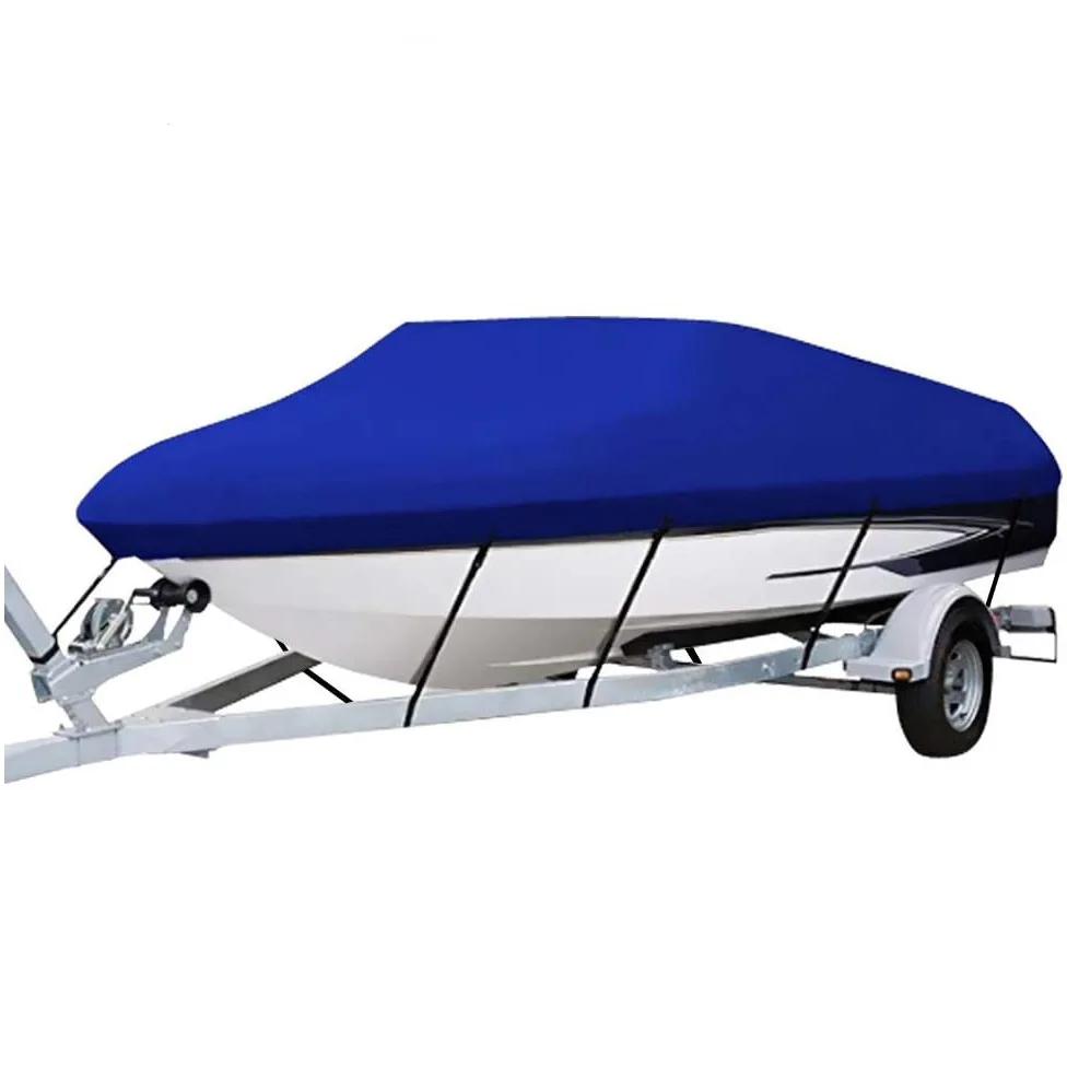 Синяя рыболовная лодка с крышкой, универсальная дышащая сверхпрочная Водонепроницаемая Пылезащитная Крышка для лодки 600d 14ft-19ft, боковая лодка