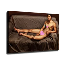 Hand Custom Poster Art Male Nude Oil Men Portrait Painting