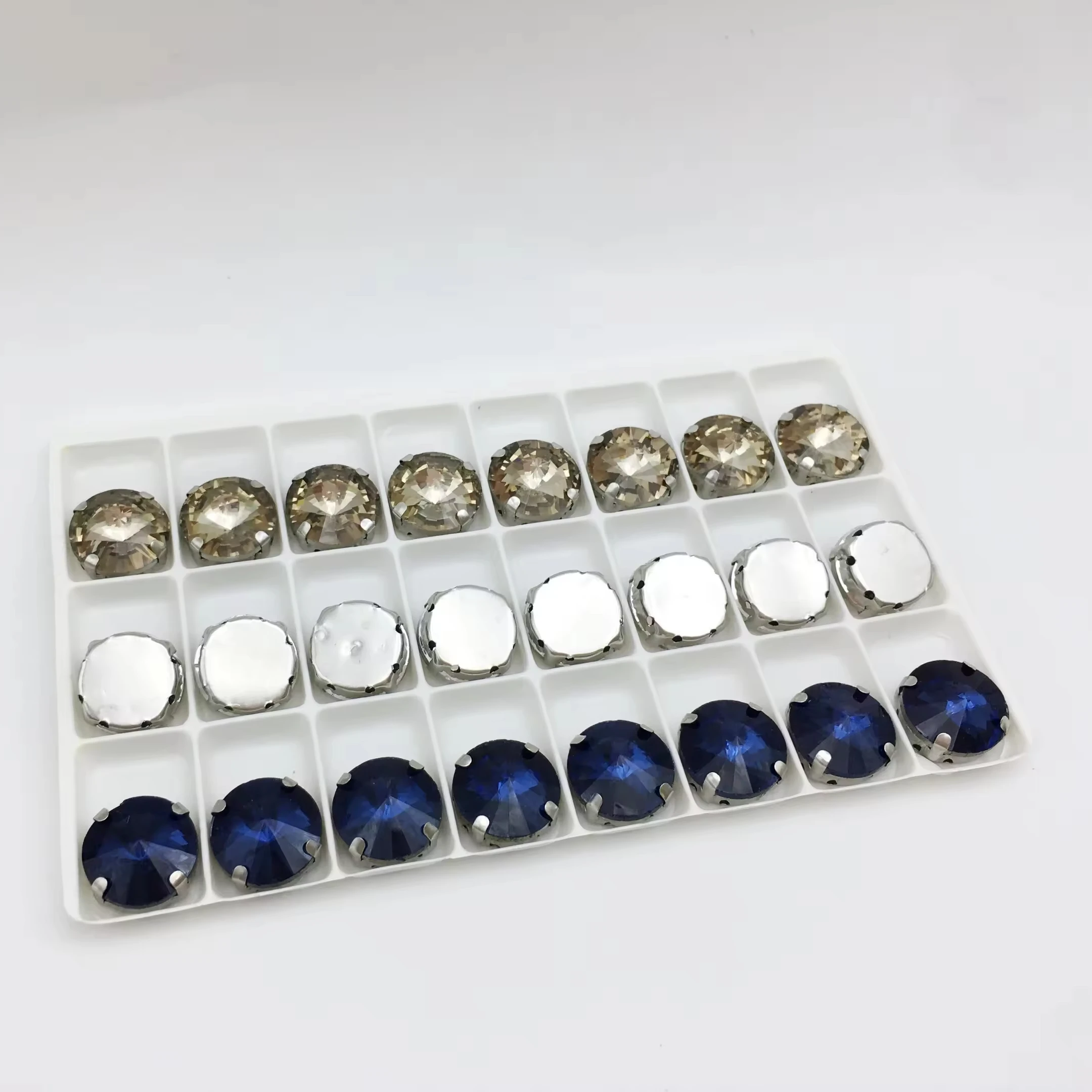 Wholesale Cheap Price Round Shape Multiple Colors Glass Sew Rhinestones With Claws Setting 14mm