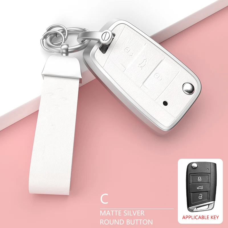 Source manufacturers Aluminum alloy Car Keys Bag Cover Keychain Car Key Case For VW Volkswagen Skoda Car Key Accessories