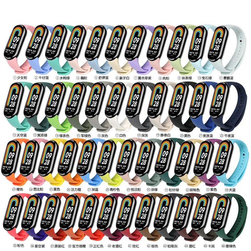 Newest Smart Strap for Xiaomi Mi Band 8 Sport Silicone Bracelet Colorful Watch Bands for Xiaomi 8 Band