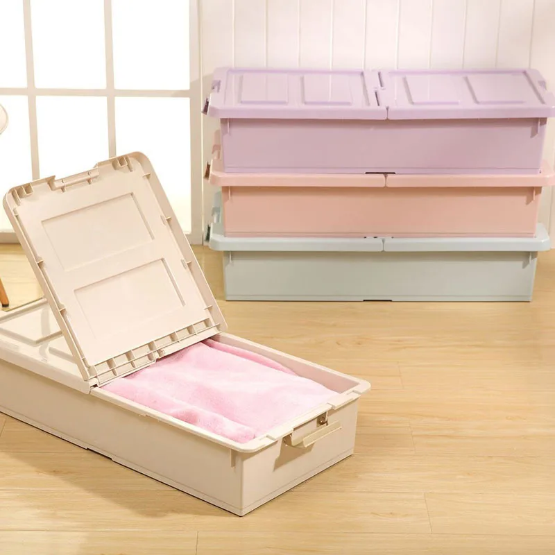 DLL229 лидер продаж контейнер для хранения под кроватью с крышкой пластиковый органайзер одежды и одеял коробка на дне
